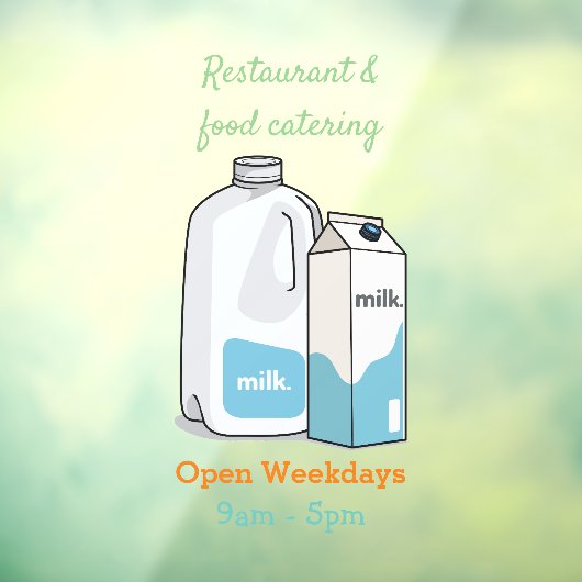 Autocollant Pour Fenêtre Illustration du lait (Feuille 3)