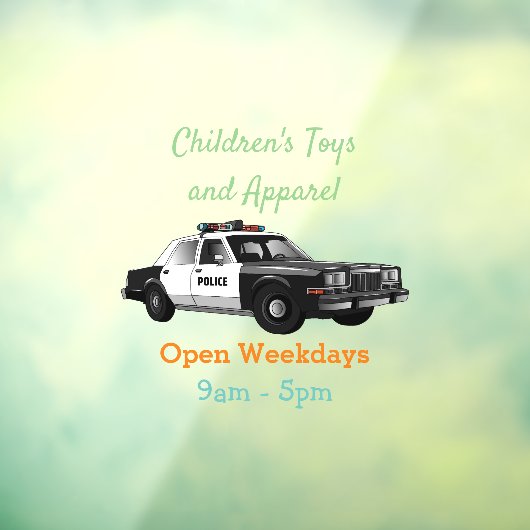 Autocollant Pour Fenêtre Illustration d'une voiture de police (Feuille 3)