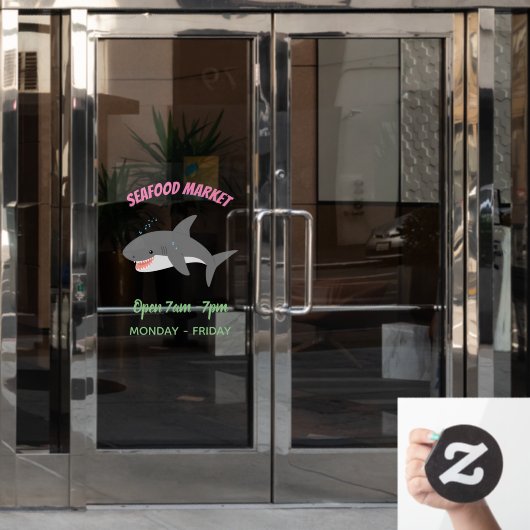 Autocollant Pour Fenêtre Illustration joyeuse du grand requin blanc (Porte de bureau)