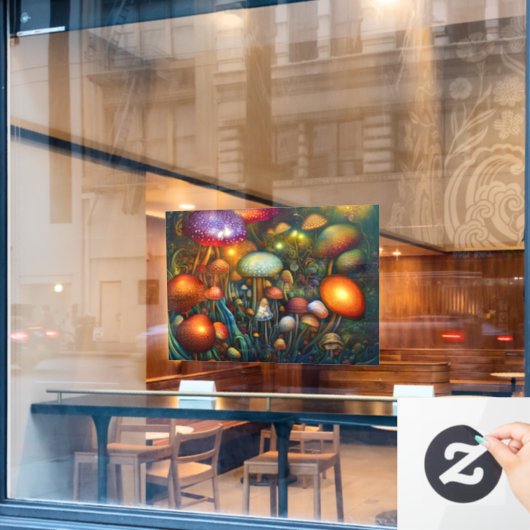 Autocollant Pour Fenêtre Imaginaire Champignons Clouage de fenêtre (Fenêtre de café)