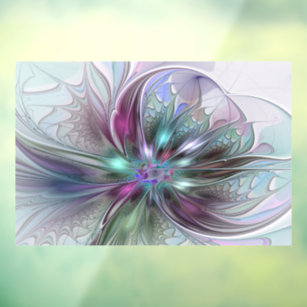 Autocollant Pour Fenêtre Imaginaire coloré Abstrait Fleur fractale moderne