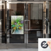 Autocollant Pour Fenêtre Imaginaire coloré Fleur moderne Abstrait Fractal (Porte de bureau)