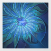 Autocollant Pour Fenêtre Imaginaire Fleur Bleue Motif, Art Fractal Abstrait (Feuille)