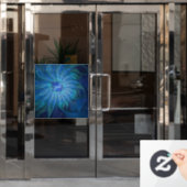 Autocollant Pour Fenêtre Imaginaire Fleur Bleue Motif, Art Fractal Abstrait (Porte de bureau)