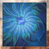 Autocollant Pour Fenêtre Imaginaire Fleur Bleue Motif, Art Fractal Abstrait (Feuille 2)