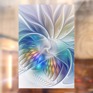 Autocollant Pour Fenêtre Imaginaire Floral, Fleur Fractale Abstraite coloré
