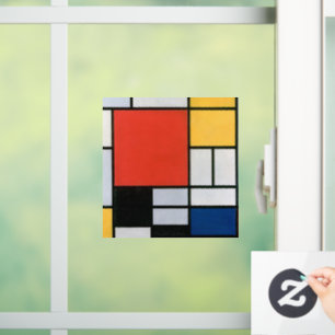 Autocollant Pour Fenêtre Impression de composition de Piet Mondrian rouge j