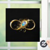 Autocollant Pour Fenêtre Infinité avec plume de paon doré (Maison)