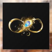 Autocollant Pour Fenêtre Infinité avec plume de paon doré (Feuille 2)