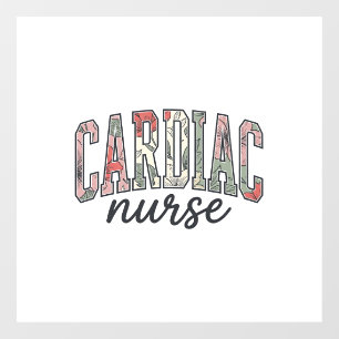 Autocollant Pour Fenêtre Infirmière cardiaque à motif floral et lettrage un