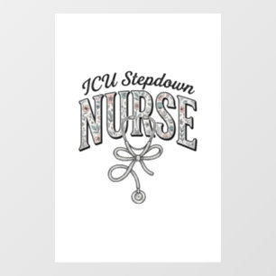 Autocollant Pour Fenêtre Infirmière de réanimation vintage floral stethosco