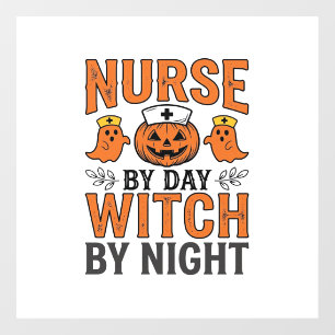 Autocollant Pour Fenêtre Infirmière Halloween Sorcière la nuit Vintage Shir