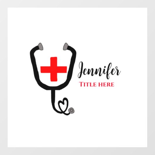 Autocollant Pour Fenêtre Infirmière médecin rouge plus stéthoscope ajouter (Feuille)