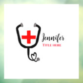 Autocollant Pour Fenêtre Infirmière médecin rouge plus stéthoscope ajouter (Feuille 3)