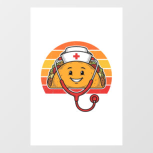 Autocollant Pour Fenêtre Infirmière Taco Rétro Gravure Vintage Design_1