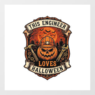 Autocollant Pour Fenêtre Ingénieur Aime Halloween Citrouille Casque Marteau