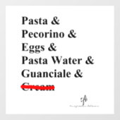 Autocollant Pour Fenêtre Ingrédients Pasta Carbonara (Feuille)