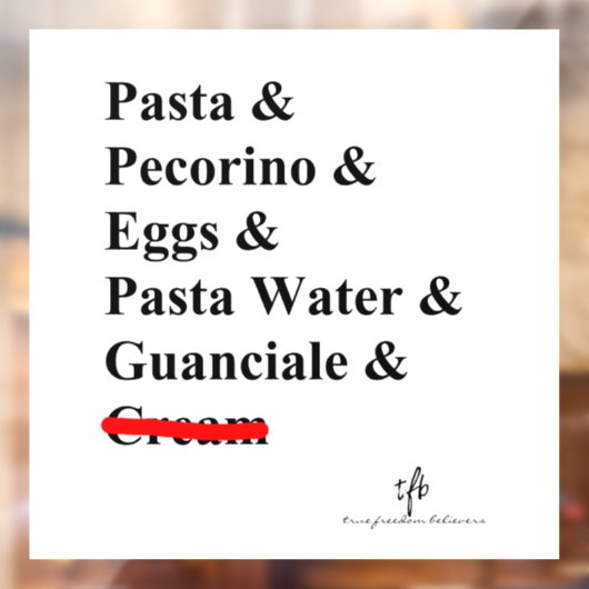 Autocollant Pour Fenêtre Ingrédients Pasta Carbonara (Feuille 2)