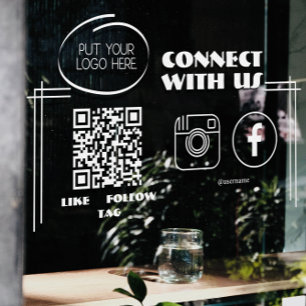 Autocollant Pour Fenêtre Instagram Suivez-Nous Qr Code Moderne Clair de fen