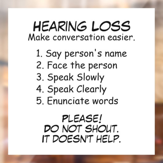 Autocollant Pour Fenêtre Instructions de perte auditive Wall (Feuille 2)