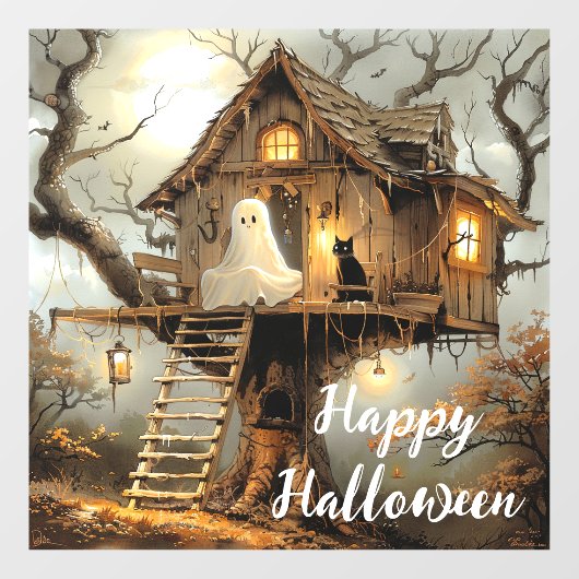 Autocollant Pour Fenêtre Invités de minuit au Lantern Tree (Feuille)