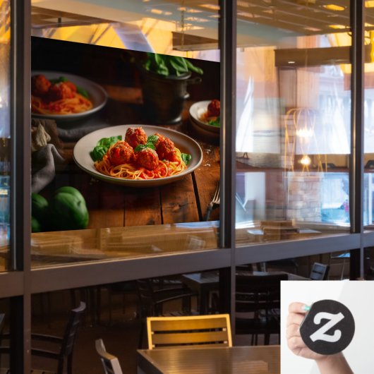 Autocollant Pour Fenêtre Italien Spaghetti Pasta Boulettes de viande Sauce (Fenêtre du restaurant)