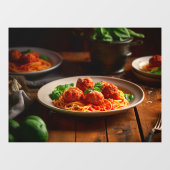 Autocollant Pour Fenêtre Italien Spaghetti Pasta Boulettes de viande Sauce (Feuille)
