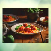 Autocollant Pour Fenêtre Italien Spaghetti Pasta Boulettes de viande Sauce (Feuille 3)