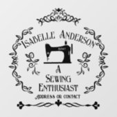 Autocollant Pour Fenêtre J'adore coudre vintage (Feuille)