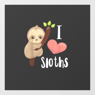 Autocollant Pour Fenêtre J'ADORE les paresseux ! T-shirt de paresseux migno
