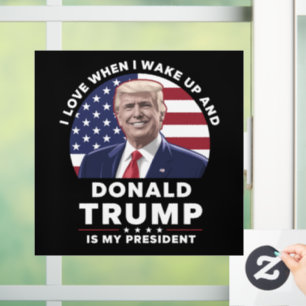 Autocollant Pour Fenêtre J'adore quand je me réveille et que Donald Trump e