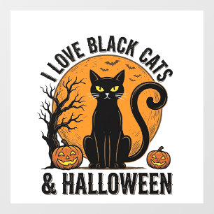 Autocollant Pour Fenêtre J'aime les chats noirs Halloween Vintage Design de