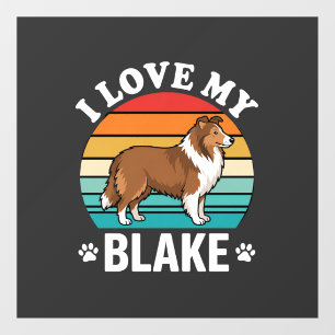 Autocollant Pour Fenêtre J'aime mon chien Colley Sunset Rétro