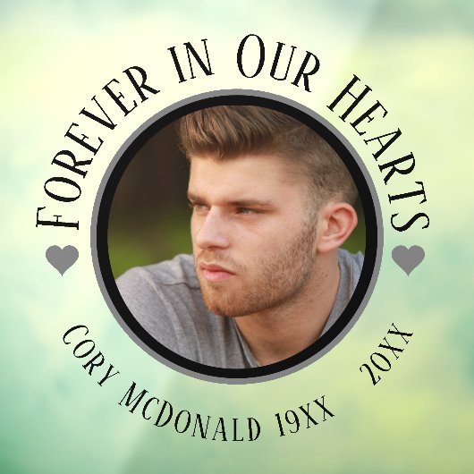AUTOCOLLANT POUR FENÊTRE JAMAIS DANS NOS COEURS MEMORIAL, VOITURE (Feuille 3)