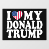 Autocollant Pour Fenêtre Je Coeur Mon Donald Trump Pour Le Président 2024 (Feuille)
