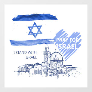 Autocollant Pour Fenêtre Je prie pour Israël, je suis avec Israël. Paix mon