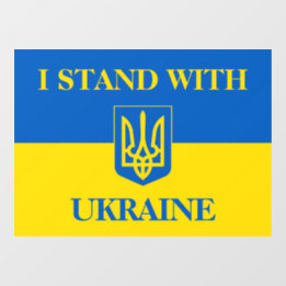 Autocollant Pour Fenêtre Je suis avec l'Ukraine. Drapeau ukrainien et Tride