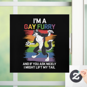 Autocollant Pour Fenêtre Je suis un renard arc-en-ciel gai furry Fierté LGB