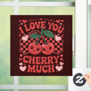 Autocollant Pour Fenêtre Je t'aime beaucoup Cherry Groovy Mignon Fruit Sain