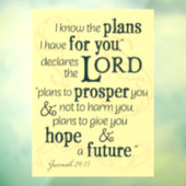 Autocollant Pour Fenêtre Jérémie 29:11 Je connais les plans que j'ai pour v (Feuille 3)