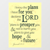 Autocollant Pour Fenêtre Jérémie 29:11 Je connais les plans que j'ai pour v (Feuille)