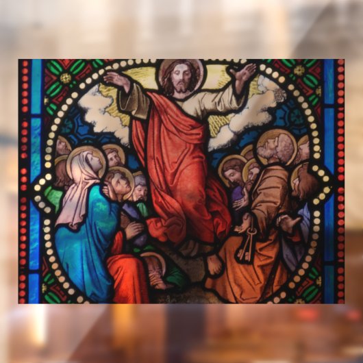 AUTOCOLLANT POUR FENÊTRE JÉSUS ÉGLISE EN VERRE CLAIR (Feuille 2)
