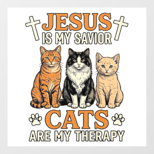 Autocollant Pour Fenêtre Jésus et les chats sont ma thérapie Vintage T-shir