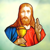 Autocollant Pour Fenêtre Jésus Sainte Communion Faux Vitrail (Feuille 3)