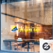 Autocollant Pour Fenêtre Jeu bleu et jaune chevelu Retour (Fenêtre de café)