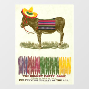 Autocollant Pour Fenêtre Jeu de fête vintage : Épingle la queue de l'âne
