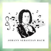 Autocollant Pour Fenêtre Johann Sebastian Bach Portrait et buste avec notes (Feuille 3)