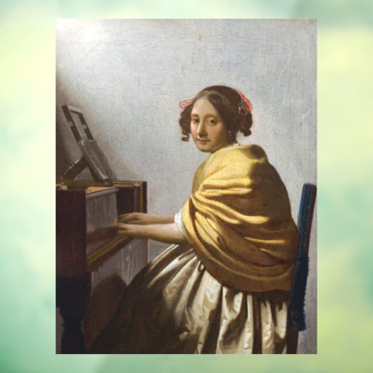 Autocollant Pour Fenêtre Johannes Vermeer - Jeune femme assise à Virginal (Feuille 3)