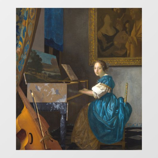 Autocollant Pour Fenêtre Johannes Vermeer - Lady assise à une virginale (Feuille)