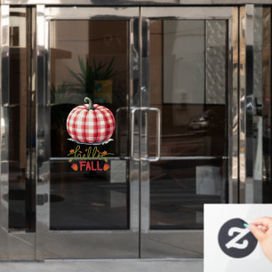 Autocollant Pour Fenêtre Joli bonjour chute plaid citrouille